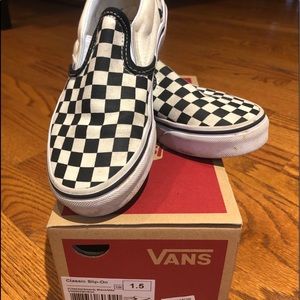 Vans black & white check youth Sz 1.5 slip ons